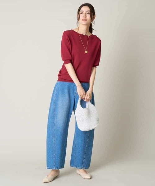 a.v.v(アーヴェヴェ)の「【洗える/接触冷感/UVカット】ボートネックパフスリーブサマーニット(ニット/セーター・レディース・ライトブルー/ブラック/ホワイト/ライトグレー/レッド/ライトグリーン・36/38/40/42/34)」の10枚目の写真