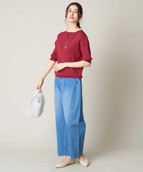 a.v.v(アーヴェヴェ)の「【洗える/接触冷感/UVカット】ボートネックパフスリーブサマーニット(ニット/セーター・レディース・ライトブルー/ブラック/ホワイト/ライトグレー/レッド/ライトグリーン・36/38/40/42/34)」の11枚目の写真