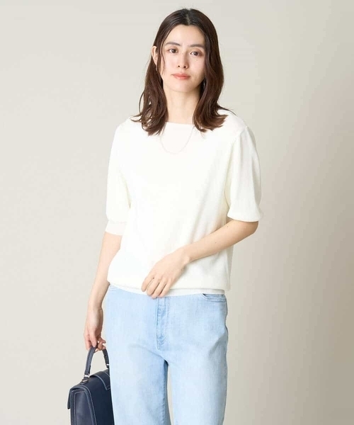 a.v.v(アーヴェヴェ)の「【洗える/接触冷感/UVカット】ボートネックパフスリーブサマーニット(ニット/セーター・レディース・ライトブルー/ブラック/ホワイト/ライトグレー/レッド/ライトグリーン・36/38/40/42/34)」の18枚目の写真