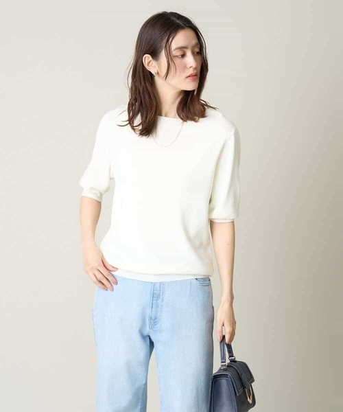 a.v.v(アーヴェヴェ)の「【洗える/接触冷感/UVカット】ボートネックパフスリーブサマーニット(ニット/セーター・レディース・ライトブルー/ブラック/ホワイト/ライトグレー/レッド/ライトグリーン・36/38/40/42/34)」の19枚目の写真