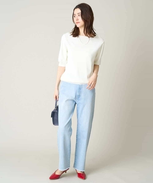 a.v.v(アーヴェヴェ)の「【洗える/接触冷感/UVカット】ボートネックパフスリーブサマーニット(ニット/セーター・レディース・ライトブルー/ブラック/ホワイト/ライトグレー/レッド/ライトグリーン・36/38/40/42/34)」の22枚目の写真