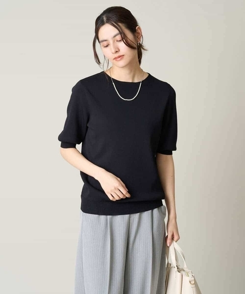 a.v.v(アーヴェヴェ)の「【洗える/接触冷感/UVカット】ボートネックパフスリーブサマーニット(ニット/セーター・レディース・ライトブルー/ブラック/ホワイト/ライトグレー/レッド/ライトグリーン・36/38/40/42/34)」の13枚目の写真