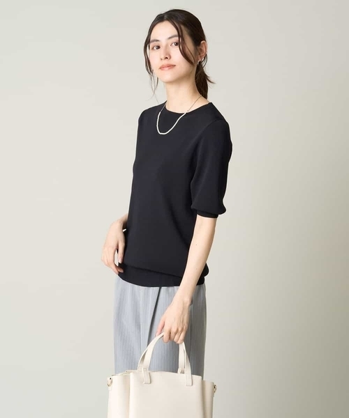 a.v.v(アーヴェヴェ)の「【洗える/接触冷感/UVカット】ボートネックパフスリーブサマーニット(ニット/セーター・レディース・ライトブルー/ブラック/ホワイト/ライトグレー/レッド/ライトグリーン・36/38/40/42/34)」の14枚目の写真