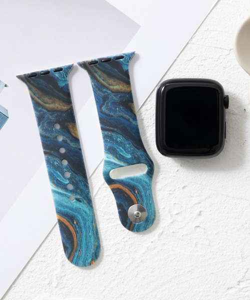 emonique(エモニーク)の「シリコン製 Apple Watch バンド マーブル柄 スマートウォッチバンド【38/40/41/42/44/45/49mm対応】(デジタル腕時計・レディース・ブラック/ネイビー/グレー/ピンク/グレー系その他/チャコール・42/38)」の9枚目の写真