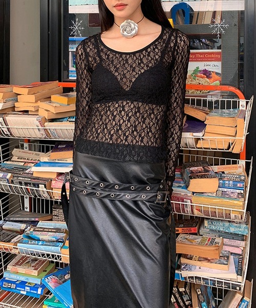 MEMECLE（メメクル）の「【 MEMECLE / メメクル 】レーストップス（Tシャツ/カットソー・レディース・ホワイト/ブラック・FREE）」の19枚目の写真