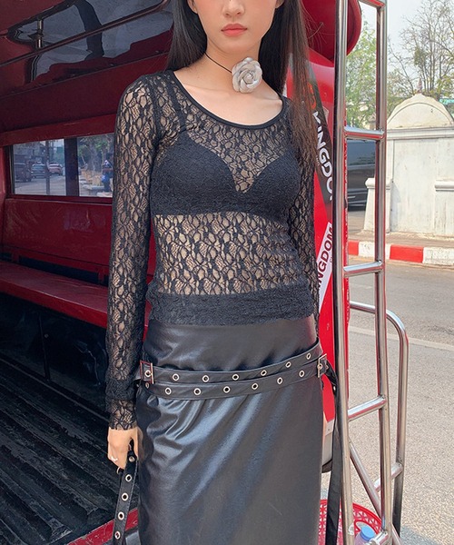 MEMECLE（メメクル）の「【 MEMECLE / メメクル 】レーストップス（Tシャツ/カットソー・レディース・ホワイト/ブラック・FREE）」の20枚目の写真