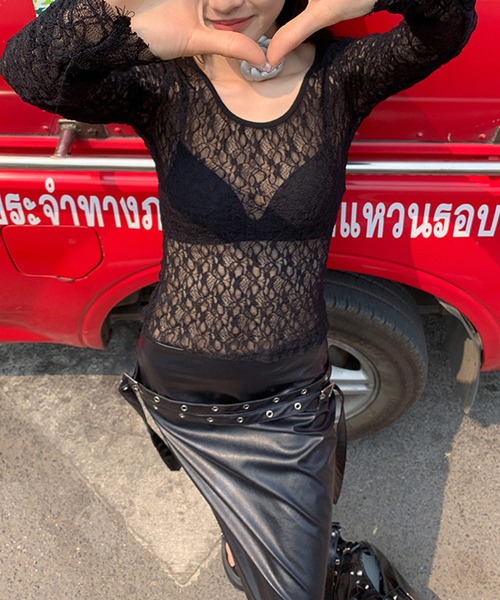 MEMECLE（メメクル）の「【 MEMECLE / メメクル 】レーストップス（Tシャツ/カットソー・レディース・ホワイト/ブラック・FREE）」の15枚目の写真