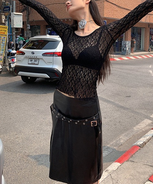 MEMECLE（メメクル）の「【 MEMECLE / メメクル 】レーストップス（Tシャツ/カットソー・レディース・ホワイト/ブラック・FREE）」の16枚目の写真