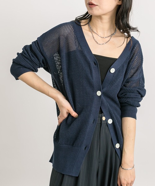RIVE DROITE（リヴドロワ）の「メッシュニットカーディガン（カーディガン/ボレロ・レディース・ホワイト/モカ/ネイビー・FREE）」の3枚目の写真