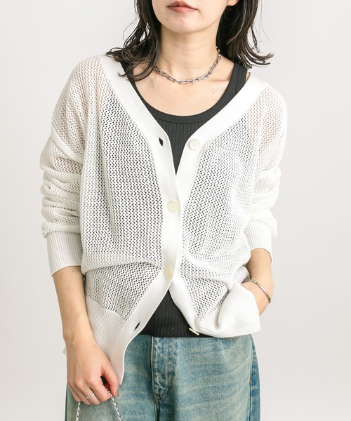 RIVE DROITE（リヴドロワ）の「メッシュニットカーディガン（カーディガン/ボレロ・レディース・ホワイト/モカ/ネイビー・FREE）」の2枚目の写真
