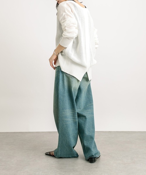 RIVE DROITE（リヴドロワ）の「メッシュニットカーディガン（カーディガン/ボレロ・レディース・ホワイト/モカ/ネイビー・FREE）」の7枚目の写真