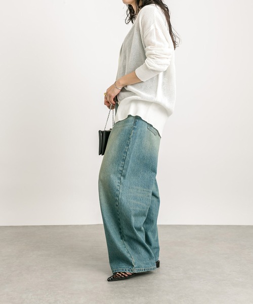 RIVE DROITE（リヴドロワ）の「メッシュニットカーディガン（カーディガン/ボレロ・レディース・ホワイト/モカ/ネイビー・FREE）」の6枚目の写真