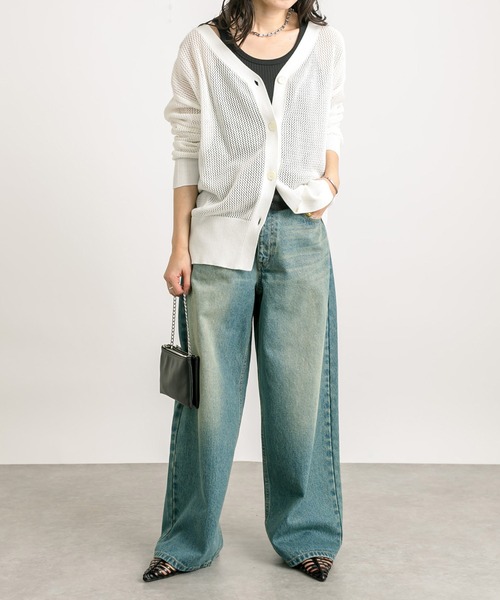 RIVE DROITE（リヴドロワ）の「メッシュニットカーディガン（カーディガン/ボレロ・レディース・ホワイト/モカ/ネイビー・FREE）」の4枚目の写真