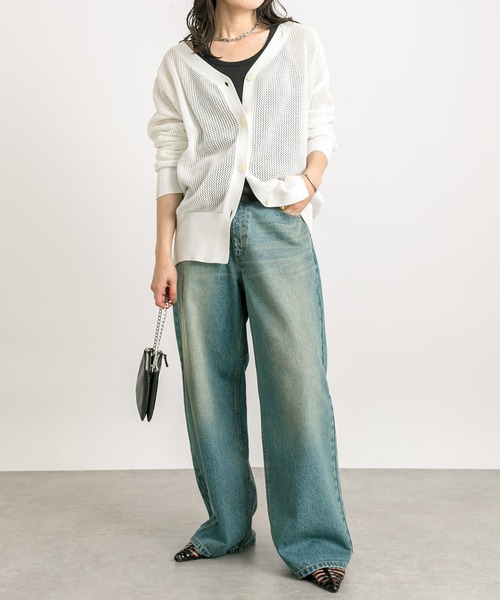 RIVE DROITE（リヴドロワ）の「メッシュニットカーディガン（カーディガン/ボレロ・レディース・ホワイト/モカ/ネイビー・FREE）」の5枚目の写真