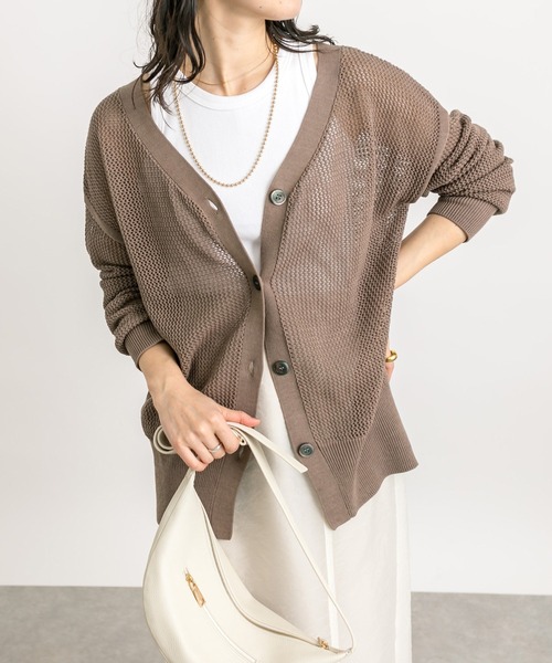 RIVE DROITE（リヴドロワ）の「メッシュニットカーディガン（カーディガン/ボレロ・レディース・ホワイト/モカ/ネイビー・FREE）」の16枚目の写真