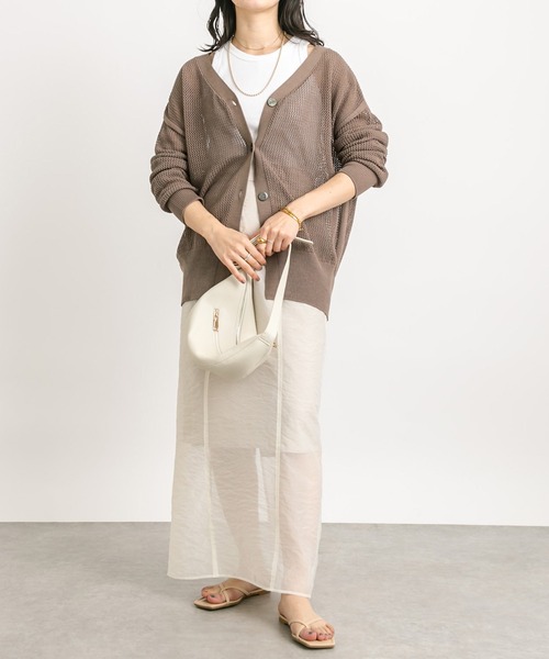 RIVE DROITE（リヴドロワ）の「メッシュニットカーディガン（カーディガン/ボレロ・レディース・ホワイト/モカ/ネイビー・FREE）」の12枚目の写真