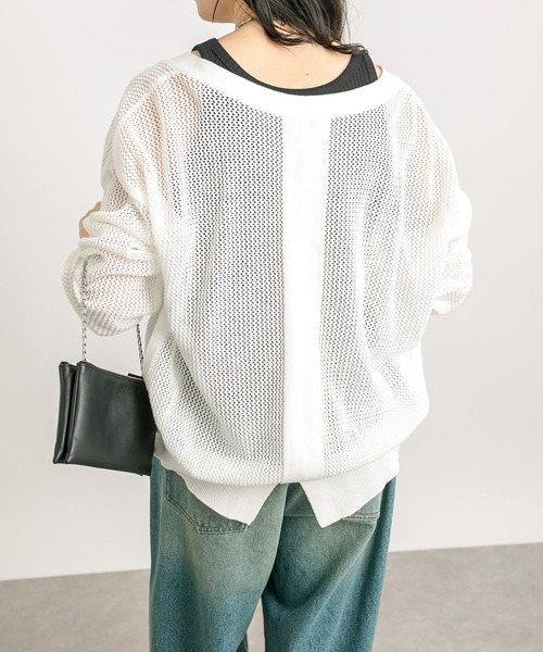 RIVE DROITE（リヴドロワ）の「メッシュニットカーディガン（カーディガン/ボレロ・レディース・ホワイト/モカ/ネイビー・FREE）」の10枚目の写真