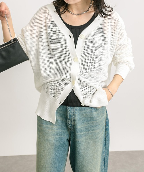 RIVE DROITE（リヴドロワ）の「メッシュニットカーディガン（カーディガン/ボレロ・レディース・ホワイト/モカ/ネイビー・FREE）」の8枚目の写真
