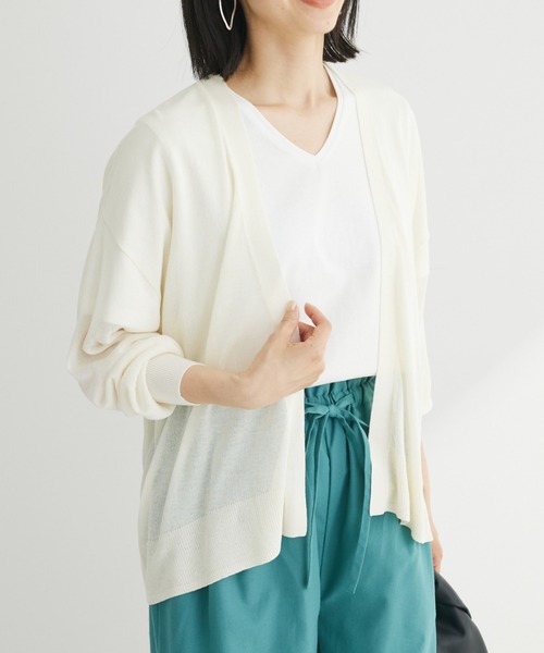 Green　Parks（グリーンパークス）の「推しニット　ゆったりカーディガン（カーディガン/ボレロ・レディース・ブラック/ライトグレー/ブルー/オフホワイト・FREE）」の2枚目の写真