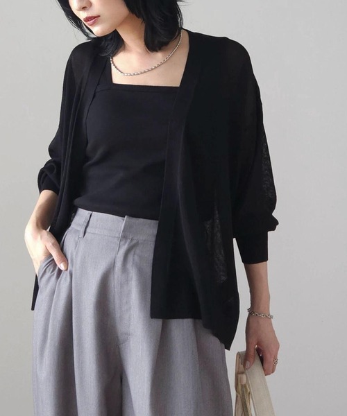 Green　Parks（グリーンパークス）の「推しニット　ゆったりカーディガン（カーディガン/ボレロ・レディース・ブラック/ライトグレー/ブルー/オフホワイト・FREE）」の3枚目の写真