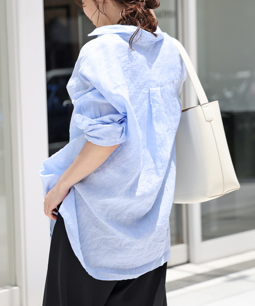 極美品　ドゥーズィエムクラスRomantic ブラウス リネンシャツ白 DEUXIEME CLASSE（シャツ/ブラウス(長袖/七分)）のフリマ
