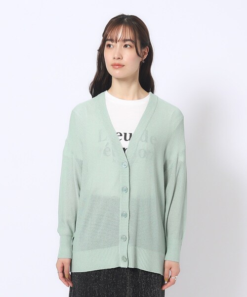 SHOO・LA・RUE（シューラルー）の「◆度違い天竺Vネックカーディガン（カーディガン/ボレロ・レディース・ブラック/ライトベージュ/グリーン系/オフホワイト・00）」の9枚目の写真