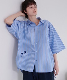 HEART EMBROIDERY STRIPE SHIRT / ハート刺繍シャーリングストライプシャツ