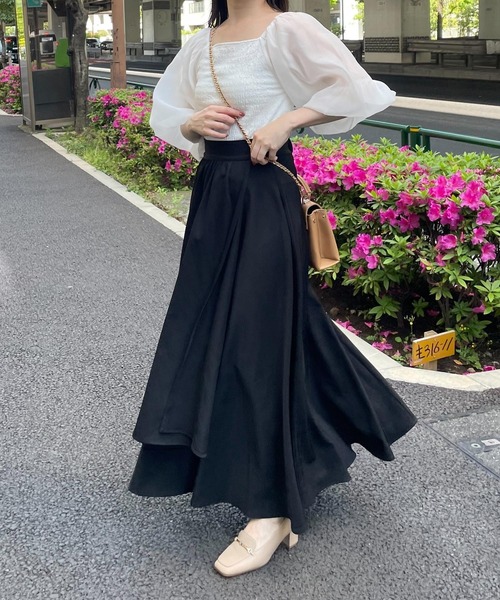 mysty woman（ミスティウーマン）の「ミルフィーユフレアスカート 127796（スカート・レディース・ブラック/アイボリー/ライトブラウン・FREE）」の19枚目の写真