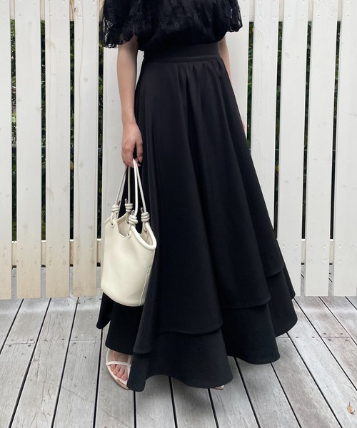 mysty woman（ミスティウーマン）の「ミルフィーユフレアスカート 127796（スカート・レディース・ブラック/アイボリー/ライトブラウン・FREE）」の20枚目の写真