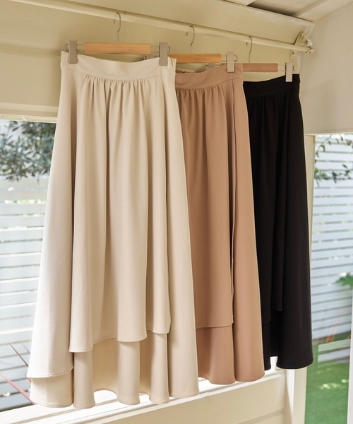 mysty woman（ミスティウーマン）の「ミルフィーユフレアスカート 127796（スカート・レディース・ブラック/アイボリー/ライトブラウン・FREE）」の22枚目の写真