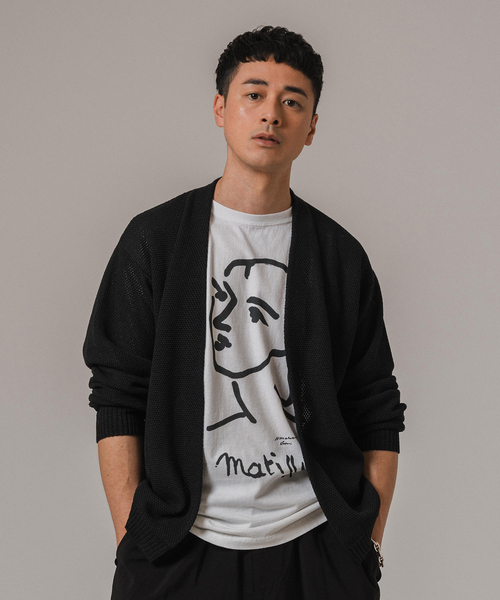 EDIFICE（エディフィス）の「ギマコットン ミックスヤーン メッシュカーディガン（カーディガン/ボレロ・メンズ・グレー/ブルー系その他/ブラック・MEDIUM/LARGE）」の7枚目の写真