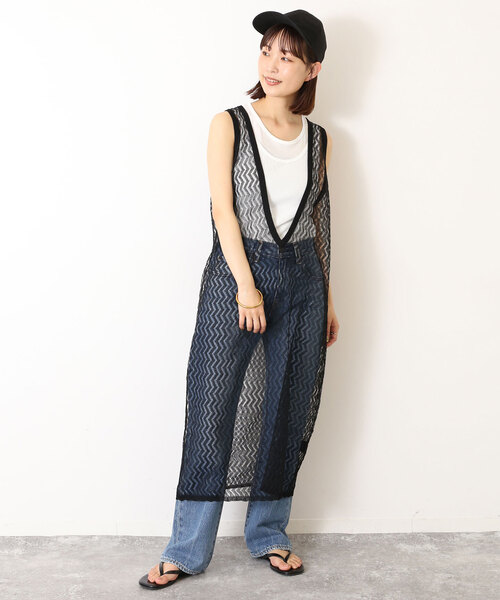 SLOBE IENA（スローブイエナ）の「深Vスリット レースニット（ニット/セーター・レディース・アイボリー/ブラック・FREE）」の8枚目の写真