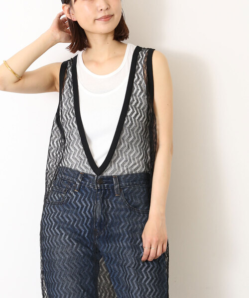 SLOBE IENA（スローブイエナ）の「深Vスリット レースニット（ニット/セーター・レディース・アイボリー/ブラック・FREE）」の11枚目の写真