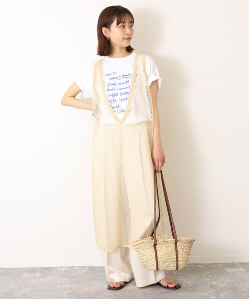 SLOBE IENA（スローブイエナ）の「深Vスリット レースニット（ニット/セーター・レディース・アイボリー/ブラック・FREE）」の3枚目の写真