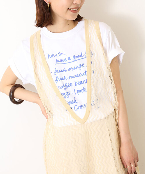 SLOBE IENA（スローブイエナ）の「深Vスリット レースニット（ニット/セーター・レディース・アイボリー/ブラック・FREE）」の6枚目の写真