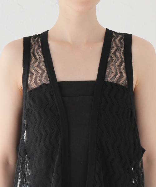 SLOBE IENA（スローブイエナ）の「深Vスリット レースニット（ニット/セーター・レディース・アイボリー/ブラック・FREE）」の14枚目の写真