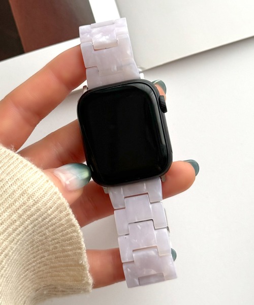 UNii(ユニー)の「マーブル樹脂バンド Apple Watch バンド ベルト 41/40/38mm べっこう 大理石 軽量 韓国(デジタル腕時計・レディース・その他/ライトブルー/その他2/クリーム/ホワイト/ピンク/コーラルピンク・ONE SIZE)」の2枚目の写真