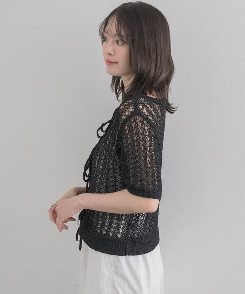 RETRO GIRL(レトロガール)の「テープヤーンリボンカーデ(ニット/セーター・レディース・ブルー/レッド/オフホワイト/ブラック・FREE)」の20枚目の写真