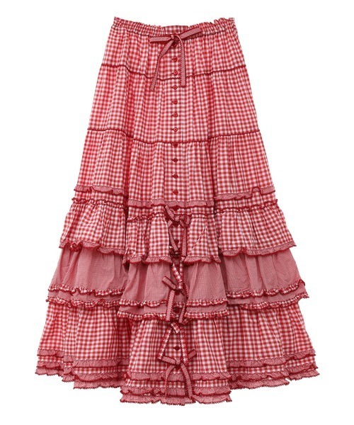 ギンガムチェックパッチワークフリルスカート（スカート）｜PINK HOUSE  