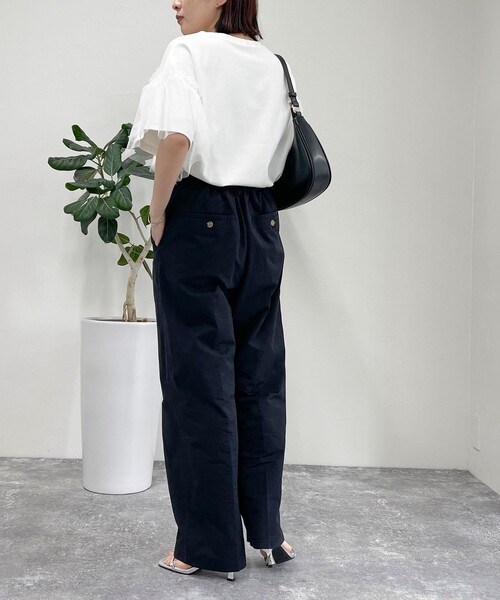 fredy emue（フレディエミュ）の「袖チュールフレアポンチプルオーバー（Tシャツ/カットソー・レディース・ブラック/オフホワイト/ベージュ・38）」の7枚目の写真