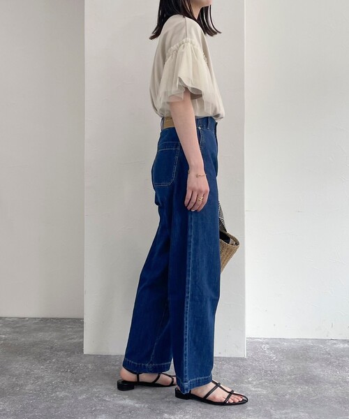 fredy emue（フレディエミュ）の「袖チュールフレアポンチプルオーバー（Tシャツ/カットソー・レディース・ブラック/オフホワイト/ベージュ・38）」の15枚目の写真