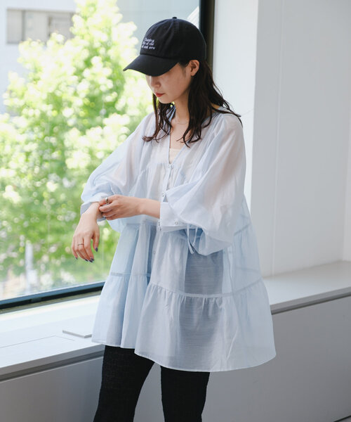 Kastane（カスタネ）の「【マルチウェイ】シアーティアードチュニック（シャツ/ブラウス・レディース・ライトグレー/ホワイト/ピンク・FREE）」の12枚目の写真