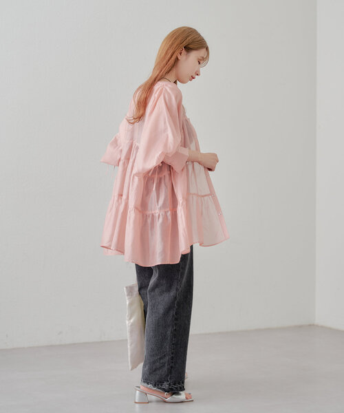 Kastane（カスタネ）の「【マルチウェイ】シアーティアードチュニック（シャツ/ブラウス・レディース・ライトグレー/ホワイト/ピンク・FREE）」の4枚目の写真