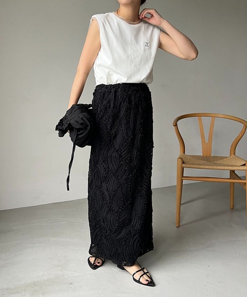 CAPRICIEUX LE'MAGE（カプリシューレマージュ）の「ラインレーススカート（スカート・レディース・ブラック/ホワイト系その他・38/36）」の7枚目の写真