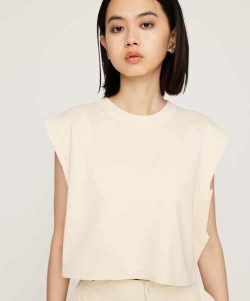 SLY(スライ)の「ROLL UP KNIT TOPS ロール アップ ニット トップス(ニット/セーター・レディース・ターコイズブルー/アイボリー/ブラック・FREE)」の2枚目の写真