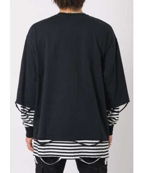 RE730（アールイーセブンサーティー）の「【RE730】ビッグシルエットフェイクレイヤードロンT（Tシャツ/カットソー・メンズ・ブラック/チャコールグレー/ブラック×ホワイト・MEDIUM/LARGE）」の18枚目の写真