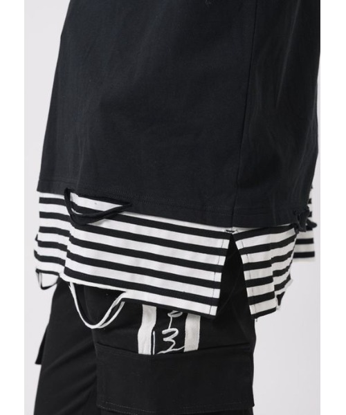 RE730（アールイーセブンサーティー）の「【RE730】ビッグシルエットフェイクレイヤードロンT（Tシャツ/カットソー・メンズ・ブラック/チャコールグレー/ブラック×ホワイト・MEDIUM/LARGE）」の21枚目の写真