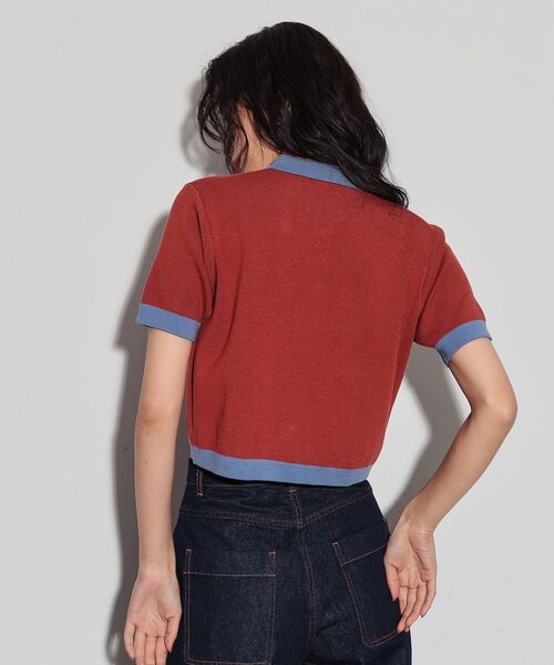 GALLEST（ギャレスト）の「◆カラーブロッキングポロニットカーデ（カーディガン/ボレロ・レディース・レンガ/ブラック・38）」の8枚目の写真