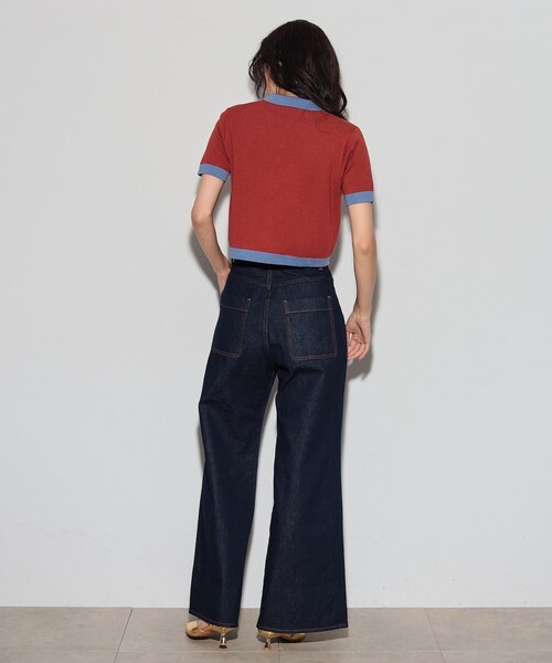 GALLEST（ギャレスト）の「◆カラーブロッキングポロニットカーデ（カーディガン/ボレロ・レディース・レンガ/ブラック・38）」の6枚目の写真