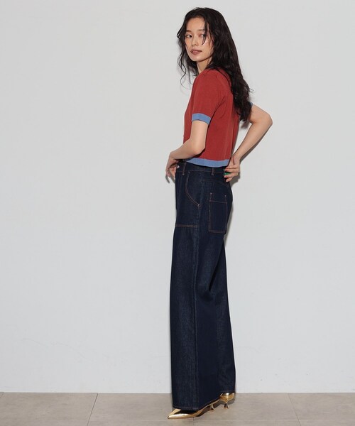 GALLEST（ギャレスト）の「◆カラーブロッキングポロニットカーデ（カーディガン/ボレロ・レディース・レンガ/ブラック・38）」の5枚目の写真